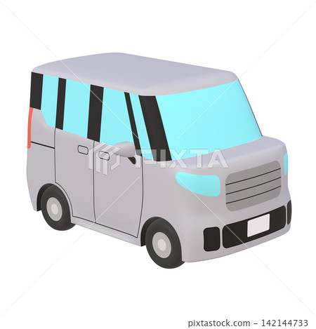 Car illustration material: stylized, small tall wagon, gray (1_c) Car illustration material: stylized, small tall wagon, gray (1_c) 142144733