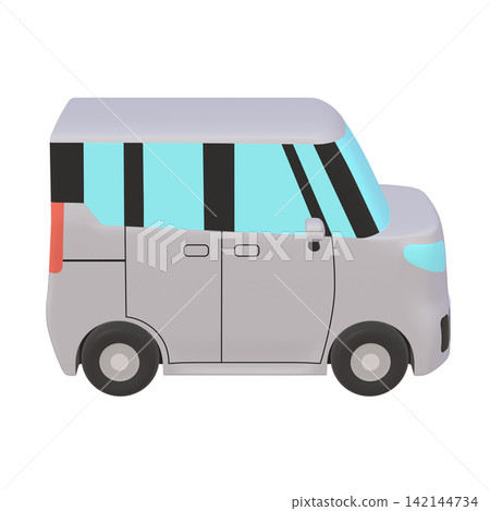 Car illustration material: stylized, small tall wagon, gray (1_d) Car illustration material: stylized, small tall wagon, gray (1_d) 142144734