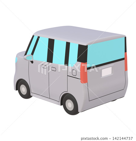 Car illustration material: stylized, small tall wagon, gray (1_g) Car illustration material: stylized, small tall wagon, gray (1_g) 142144737