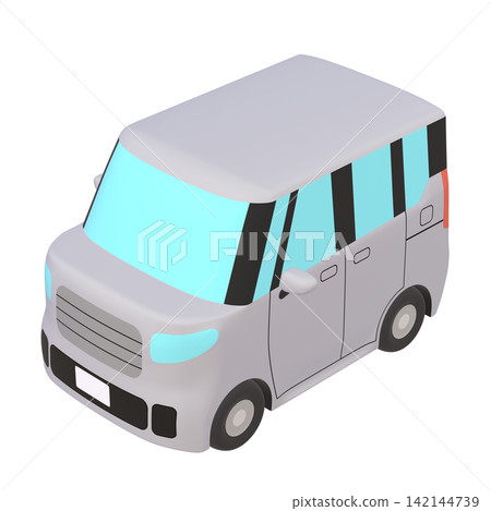 Car illustration material: stylized, small tall wagon, gray (1_i) Car illustration material: stylized, small tall wagon, gray (1_i) 142144739