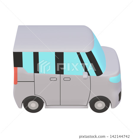 Car illustration material: stylized, small tall wagon, gray (1_l) Car illustration material: stylized, small tall wagon, gray (1_l) 142144742