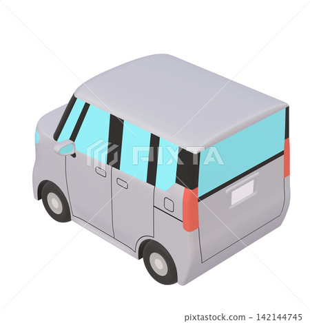 Car illustration material: stylized, small tall wagon, gray (1_o) Car illustration material: stylized, small tall wagon, gray (1_o) 142144745