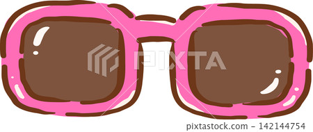 Decorative Retro Pink Sunglasses Hand drawn Illustration Decorative Retro Pink Sunglasses Hand drawn Illustration 142144754