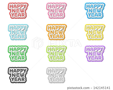 HAPPY NEW YEAR 3D lettering set in 11 colors HAPPY NEW YEAR 3D lettering set in 11 colors 142145141