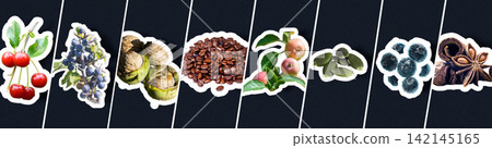 Superfood Brain Boosters Ribbon Line Banner Diagonal Healthy Food Collage Superfood Brain Boosters Ribbon Line Banner Diagonal Healthy Food Collage 142145165