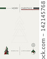Minimalist Merry Christmas greeting card with abstract geometric elements on light cream color background modern retro style vertical template have blank space. 142145768