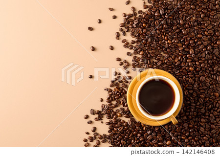 coffee poured into a cup coffee poured into a cup 142146408