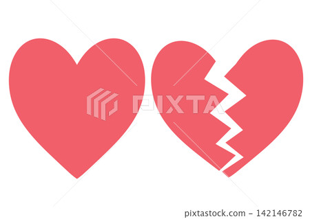 Heart Icon Set: Regular & Broken Heart, Simple, Flat, Pink Heart Icon Set: Regular & Broken Heart, Simple, Flat, Pink 142146782