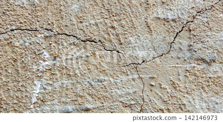 Rough plaster wall texture with branching cracks. Rough plaster wall texture with branching cracks. 142146973