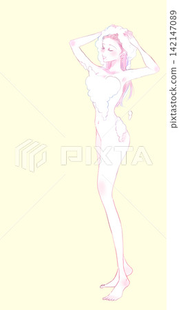 Woman washing her head Woman washing her head 142147089