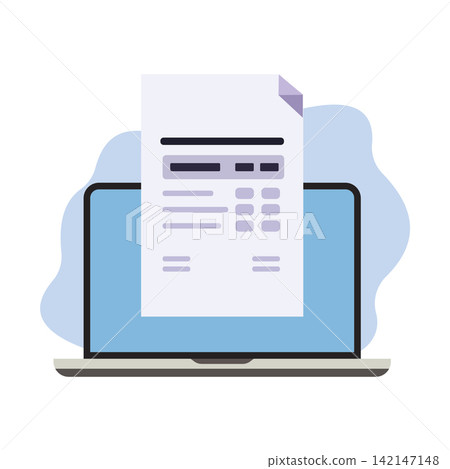 Laptop Document Invoice Illustration for Digital Billing and Online Payment Services Laptop Document Invoice Illustration for Digital Billing and Online Payment Services 142147148