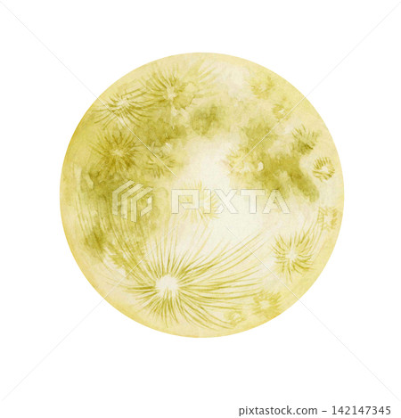 Full Moon Viewing (Tsukimi) - Yellow Watercolor Illustration Full Moon Viewing (Tsukimi) - Yellow Watercolor Illustration 142147345