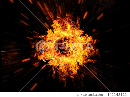 A dynamic abstract background with a ring of blazing flames and flying sparks. A dynamic abstract background with a ring of blazing flames and flying sparks. 142148111