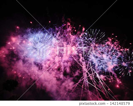 Radiating fireworks at the Kochi City Summer Fireworks Festival Radiating fireworks at the Kochi City Summer Fireworks Festival 142148579