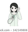 An illustration of a female internist (female doctor) in a white coat. 142149808