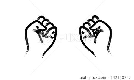 Hand-drawn style illustration of two hands making a fist (rock) in rock-paper-scissors. Hand-drawn style illustration of two hands making a fist (rock) in rock-paper-scissors. 142150762
