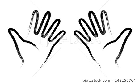 A hand-drawn style illustration of both hands making the "paper" gesture in rock-paper-scissors. A hand-drawn style illustration of both hands making the "paper" gesture in rock-paper-scissors. 142150764