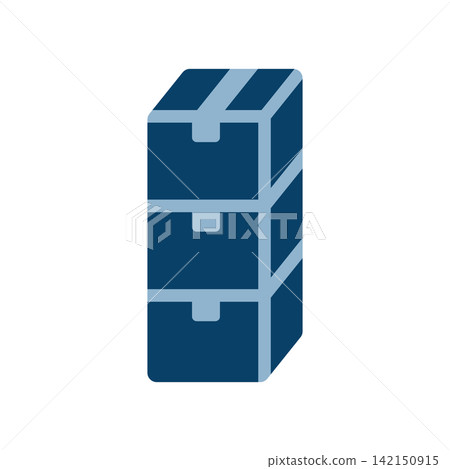 Icon of three cardboard boxes stacked vertically Icon of three cardboard boxes stacked vertically 142150915