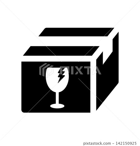 Icon of a cardboard box with a "Fragile" mark printed on it. Icon of a cardboard box with a "Fragile" mark printed on it. 142150925