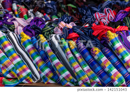 Colorful woven shopping bags at Dihua Street Market Colorful woven shopping bags at Dihua Street Market 142151043