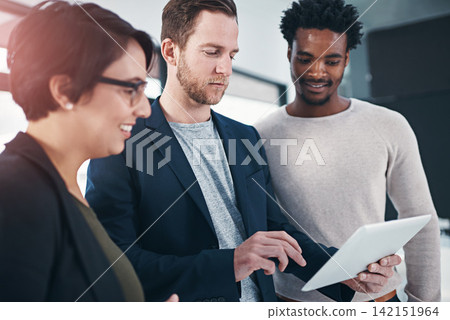 Tablet, leader and talk for online project in office, website and research for planning. Business people, teamwork and support on feedback for kpi sales on app, advice and speaking for unity on idea Tablet, leader and talk for online project in office, website and research for planning. Business people, teamwork and support on feedback for kpi sales on app, advice and speaking for unity on idea 142151964
