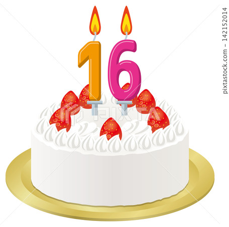 為一位16歲少年準備的生日蛋糕，上面有白色的鮮奶油。 142152014