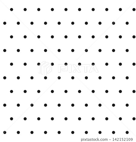Sparse black polka dots create a classic seamless pattern on clean white background Sparse black polka dots create a classic seamless pattern on clean white background 142152109