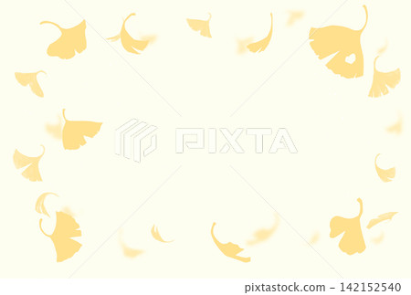 Falling Ginkgo Leaves - Horizontal, Postcard Size, Silhouette Falling Ginkgo Leaves - Horizontal, Postcard Size, Silhouette 142152540