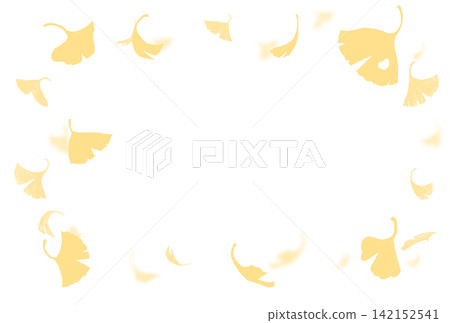 Falling Ginkgo Leaves - Horizontal, Postcard Size, Silhouette Falling Ginkgo Leaves - Horizontal, Postcard Size, Silhouette 142152541