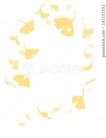 Falling ginkgo leaves, vertical silhouette Falling ginkgo leaves, vertical silhouette 142152552