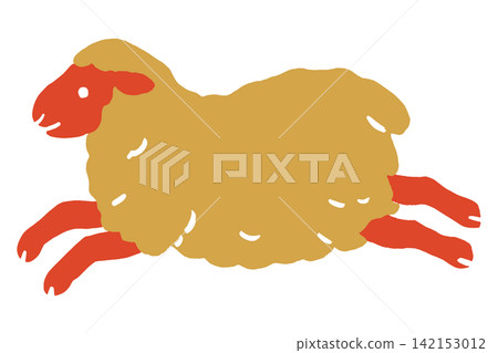 2027 New Year's Card - Year of the Sheep (Year of the Sheep) - Illustration of a running sheep | Cute sheep New Year's design (Japanese tags) 2027 New Year's Card - Year of the Sheep (Year of the Sheep) - Illustration of a running sheep | Cute sheep New Year's design (Japanese tags) 142153012