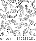 Seamless linear pattern with sprigs with leaves 142153181