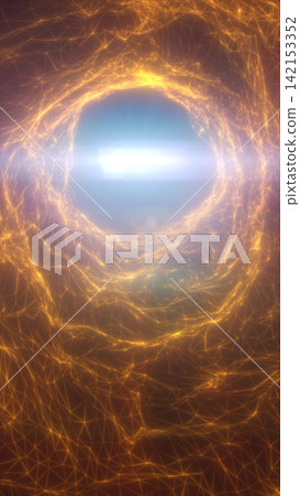 Golden polygonal network portal with glowing circular energy ring, bright center, and futuristic digital data connections. Golden polygonal network portal with glowing circular energy ring, bright center, and futuristic digital data connections. 142153352
