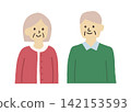 Bust-up illustration set of a senior couple, smiling elderly man and woman, vector. 142153593