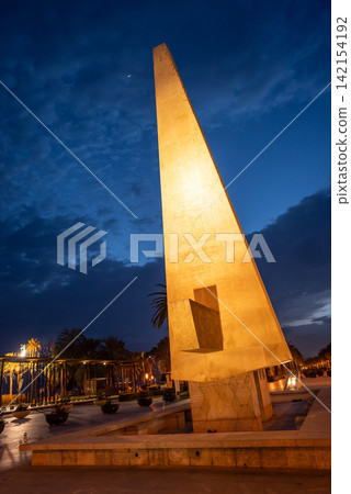 King Jaume monument at Salou at night, Spain King Jaume monument at Salou at night, Spain 142154192
