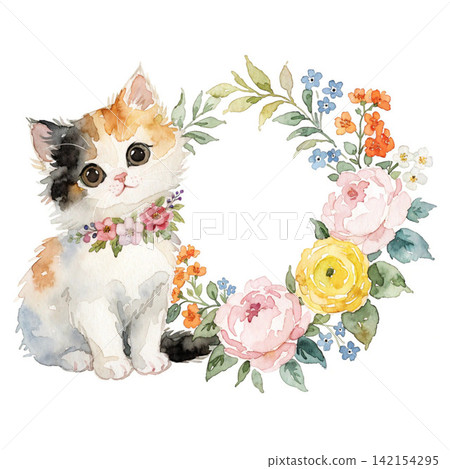 The cutest cat in the world is right next to Wreath vector background The cutest cat in the world is right next to Wreath vector background 142154295