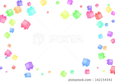 Celebration event.Festive frame with colored gift boxes Celebration event.Festive frame with colored gift boxes 142154341