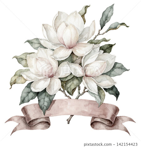 Pastel colored flower bouquet on top ribbon blank tag on the side vector background Pastel colored flower bouquet on top ribbon blank tag on the side vector background 142154423