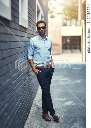 Man, pride and property in street with sunglasses for fashion, style and trendy in outdoor. Male person, real estate and agent in town for work, corporate or career in mens wear in city background Man, pride and property in street with sunglasses for fashion, style and trendy in outdoor. Male person, real estate and agent in town for work, corporate or career in mens wear in city background 142154734