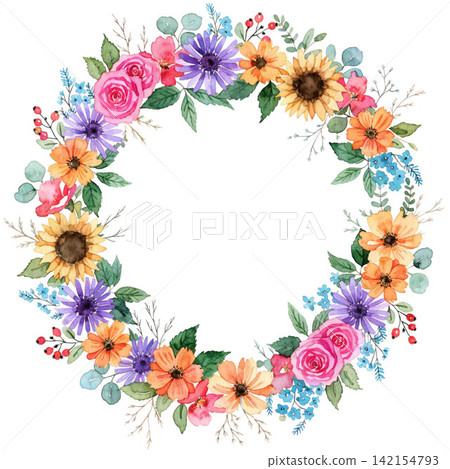 circular botanical arrangement with vibrant vector background circular botanical arrangement with vibrant vector background 142154793