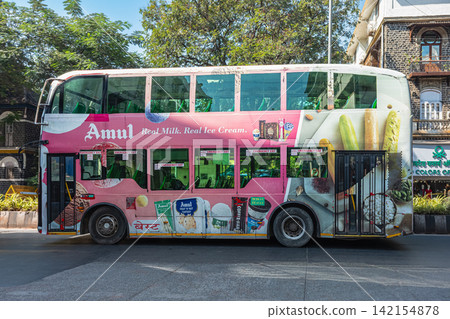 Local bus, public transportation used by commuters in Mumbai, India Local bus, public transportation used by commuters in Mumbai, India 142154878