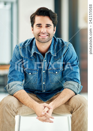 Man, portrait and consultant at creative company on chair, party and event planner in office. Male person, entrepreneur and small business owner in workplace, confidence and proud of opportunity Man, portrait and consultant at creative company on chair, party and event planner in office. Male person, entrepreneur and small business owner in workplace, confidence and proud of opportunity 142155088
