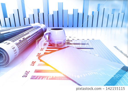 Business graphs and financial reports 142155115
