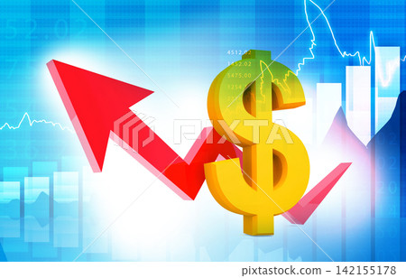 Business arrow showing growth in dollar value Business arrow showing growth in dollar value 142155178
