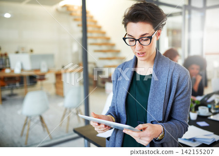 Business, woman and digital tablet in boardroom for creative research, schedule check or planning. Entrepreneur, employee and reading online article for project, communication or web search in office Business, woman and digital tablet in boardroom for creative research, schedule check or planning. Entrepreneur, employee and reading online article for project, communication or web search in office 142155207
