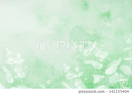 A green watercolor background with eucalyptus branches A green watercolor background with eucalyptus branches 142155404