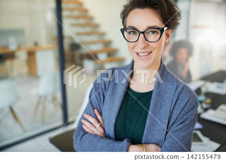 Female editor, smile and portrait in coworking space for career, company planning and project management. Mature person or business woman and confident for job in organisation profession on mockup Female editor, smile and portrait in coworking space for career, company planning and project management. Mature person or business woman and confident for job in organisation profession on mockup 142155479