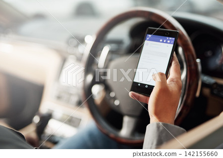 Driver, car and smartphone for direction on road trip for holiday, vacation or adventure. Person, vehicle and steering wheel for transportation, taxi delivery and professional ride share services Driver, car and smartphone for direction on road trip for holiday, vacation or adventure. Person, vehicle and steering wheel for transportation, taxi delivery and professional ride share services 142155660