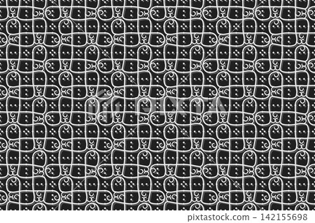 Staggered flowing curves seamless background in teal 142155698