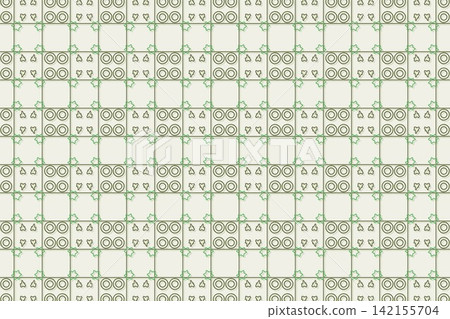 Minimal botanical pattern, leaves and star flowers on olive 142155704